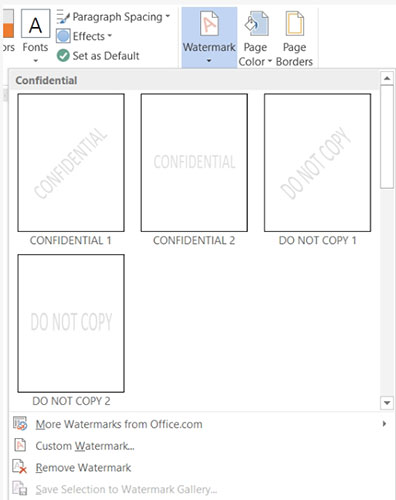 Microsoft Word watermark